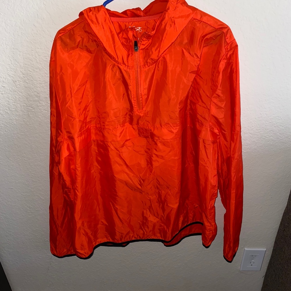 Orange Windbreaker Pullover
